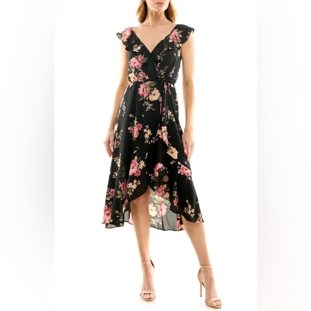 Socialite Black Floral Wrap Dress